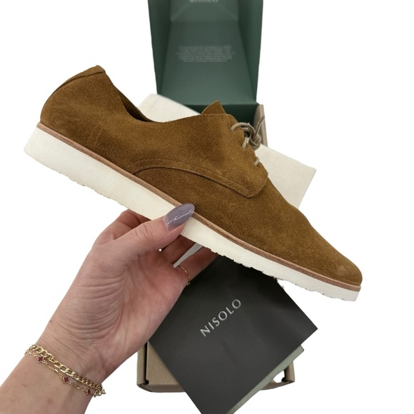 Nisolo Sedona Lightweight Derby Tan Suede Shoes Women’s 8.5 NIB Sold Out - Picture 7 of 10